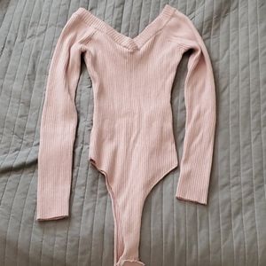 Long sleve off the shoulder bodysuit